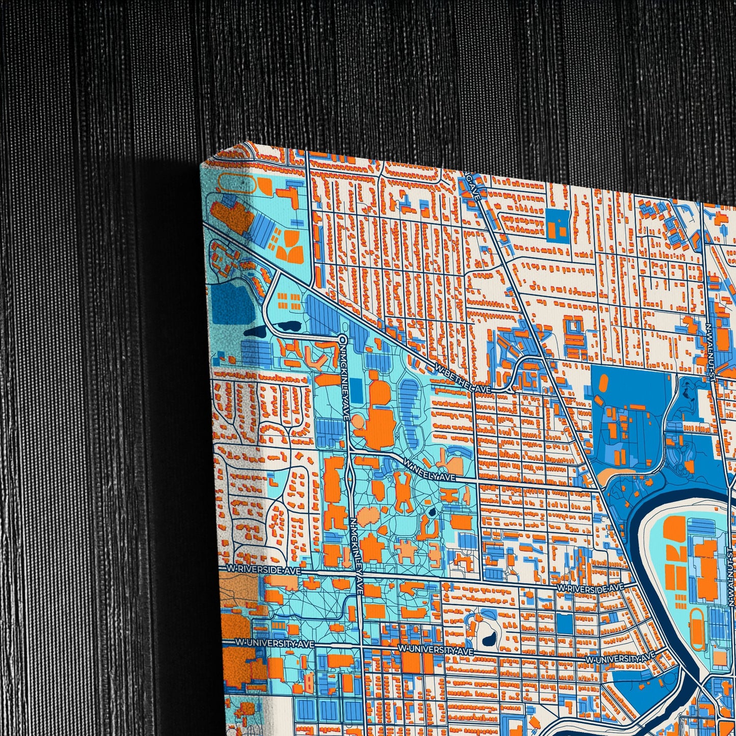 Muncie Indiana Colorful City Map Canvas Print Detail