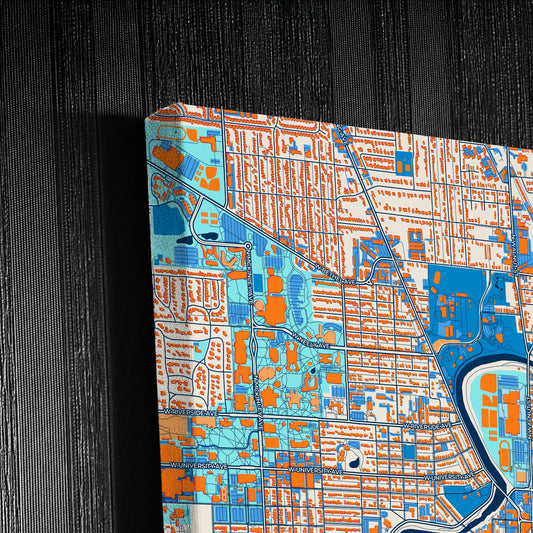 Muncie Indiana Colorful City Map Canvas Print Detail