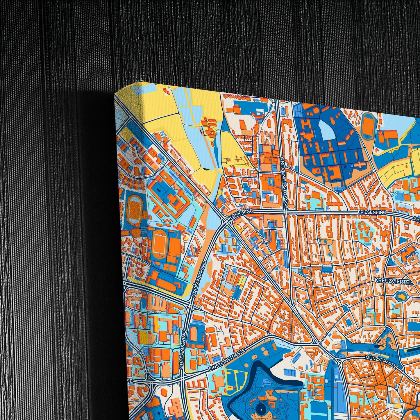 Münster Germany Colorful City Map Canvas Print Detail