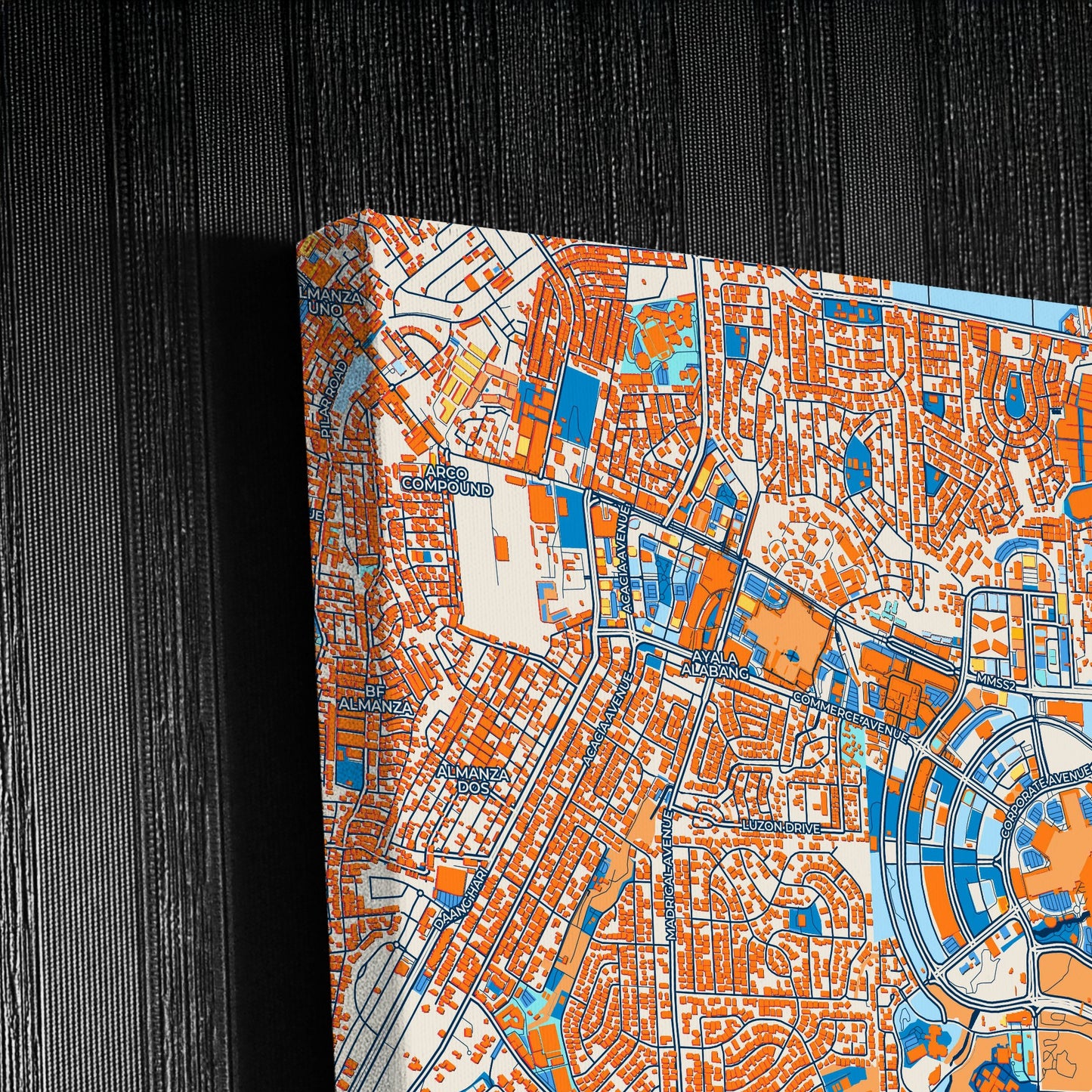 Muntinlupa Philippines Colorful City Map Canvas Print Detail