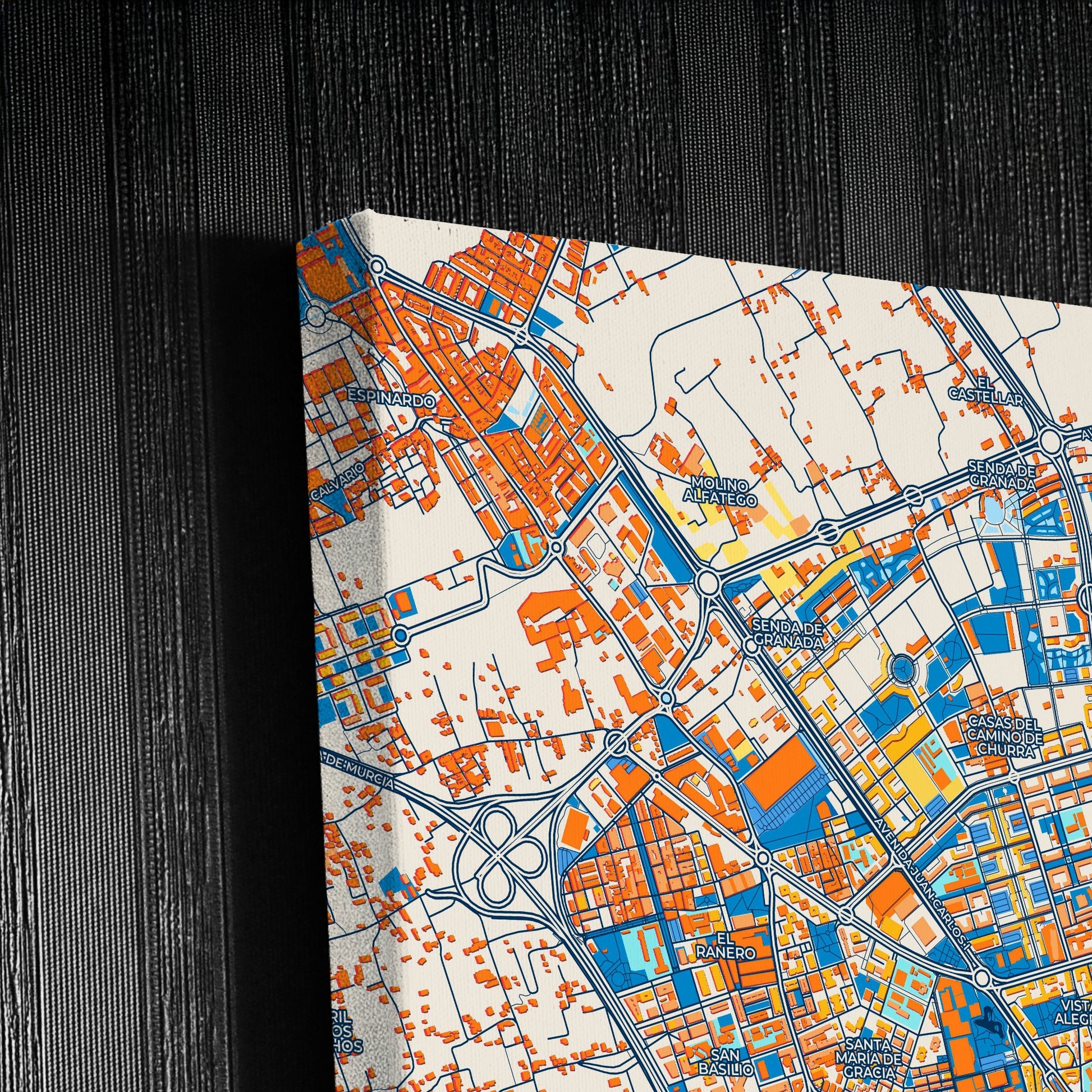 Murcia Spain Colorful City Map Canvas Print Detail