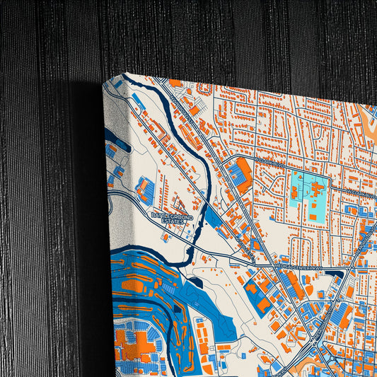 Murfreesboro Tennessee Colorful City Map Canvas Print Detail