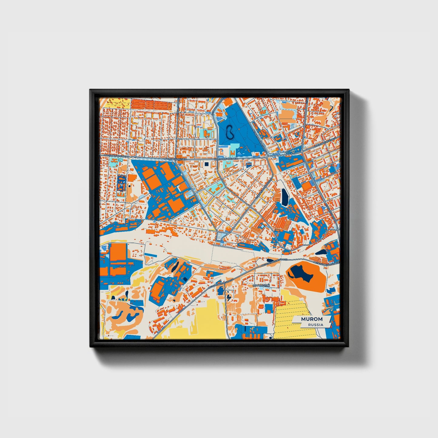 Муромский Russia Colorful City Map Canvas Print • Black Framed