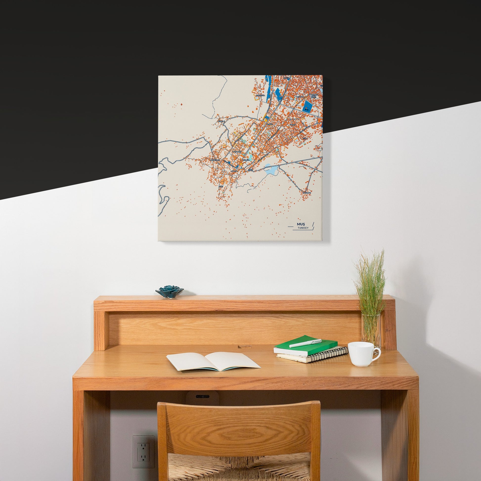 Muş Turkey Colorful City Map Canvas Print Scene