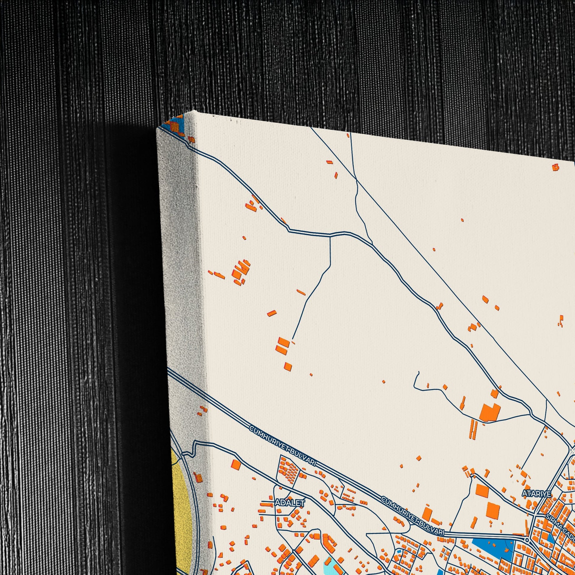 Mustafakemalpaşa Turkey Colorful City Map Canvas Print Detail