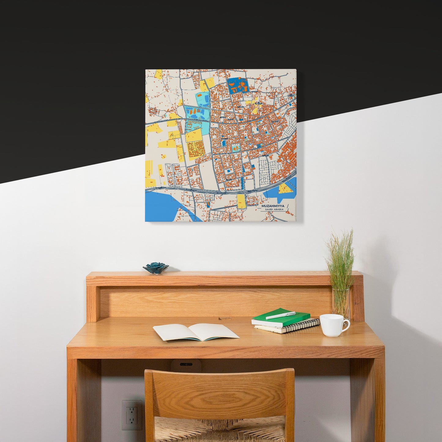 Muzahmiyya Saudi Arabia Colorful City Map Canvas Print Scene