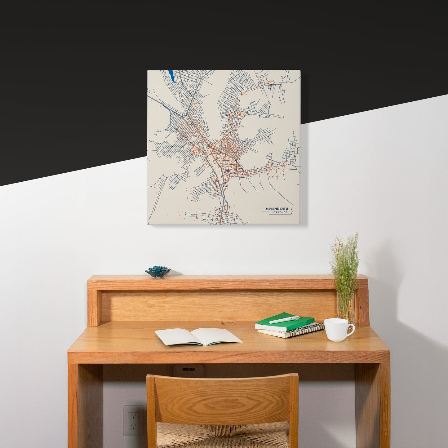 Mwene-Ditu Dr Congo Colorful City Map Canvas Print Scene