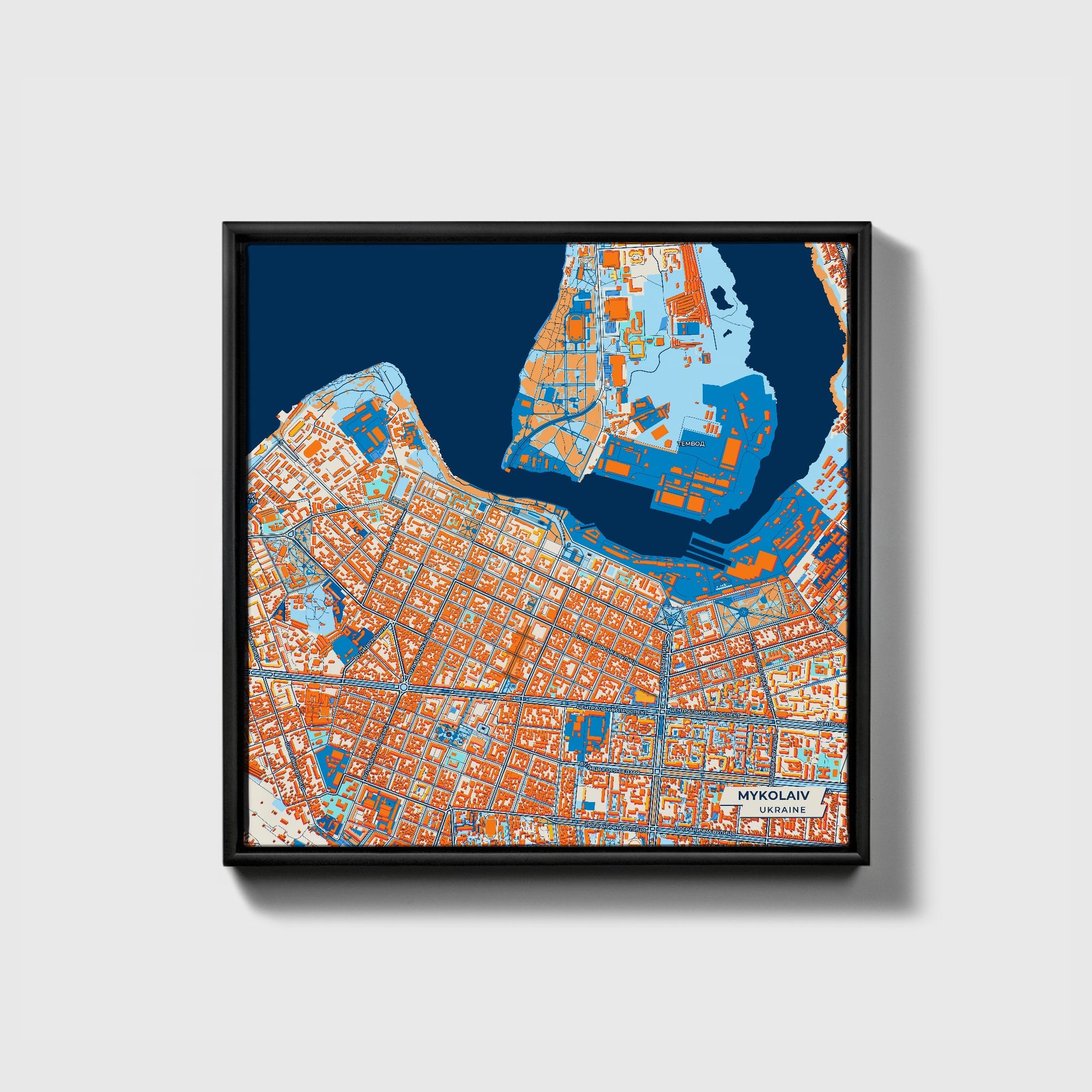 Миколаїв Ukraine Colorful City Map Canvas Print • Black Framed