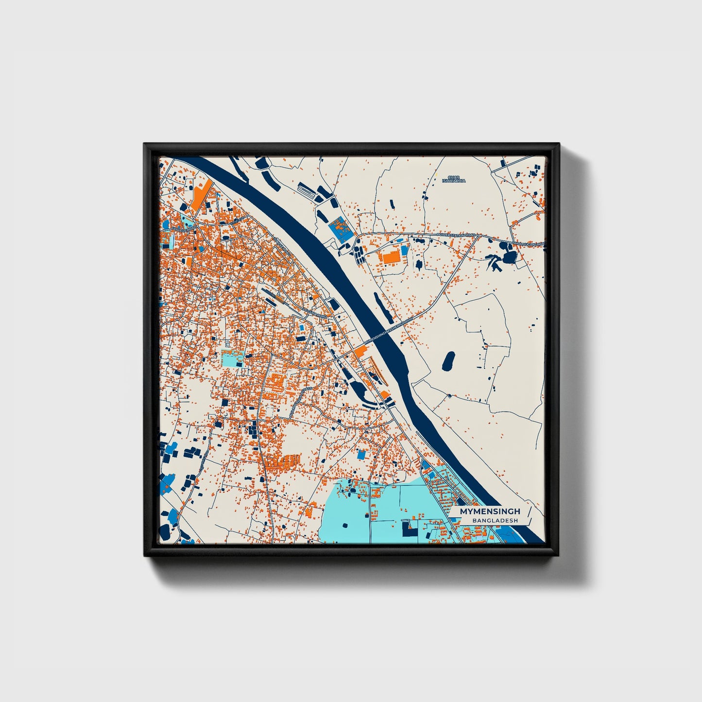 Mymensingh Bangladesh Colorful City Map Canvas Print • Black Framed