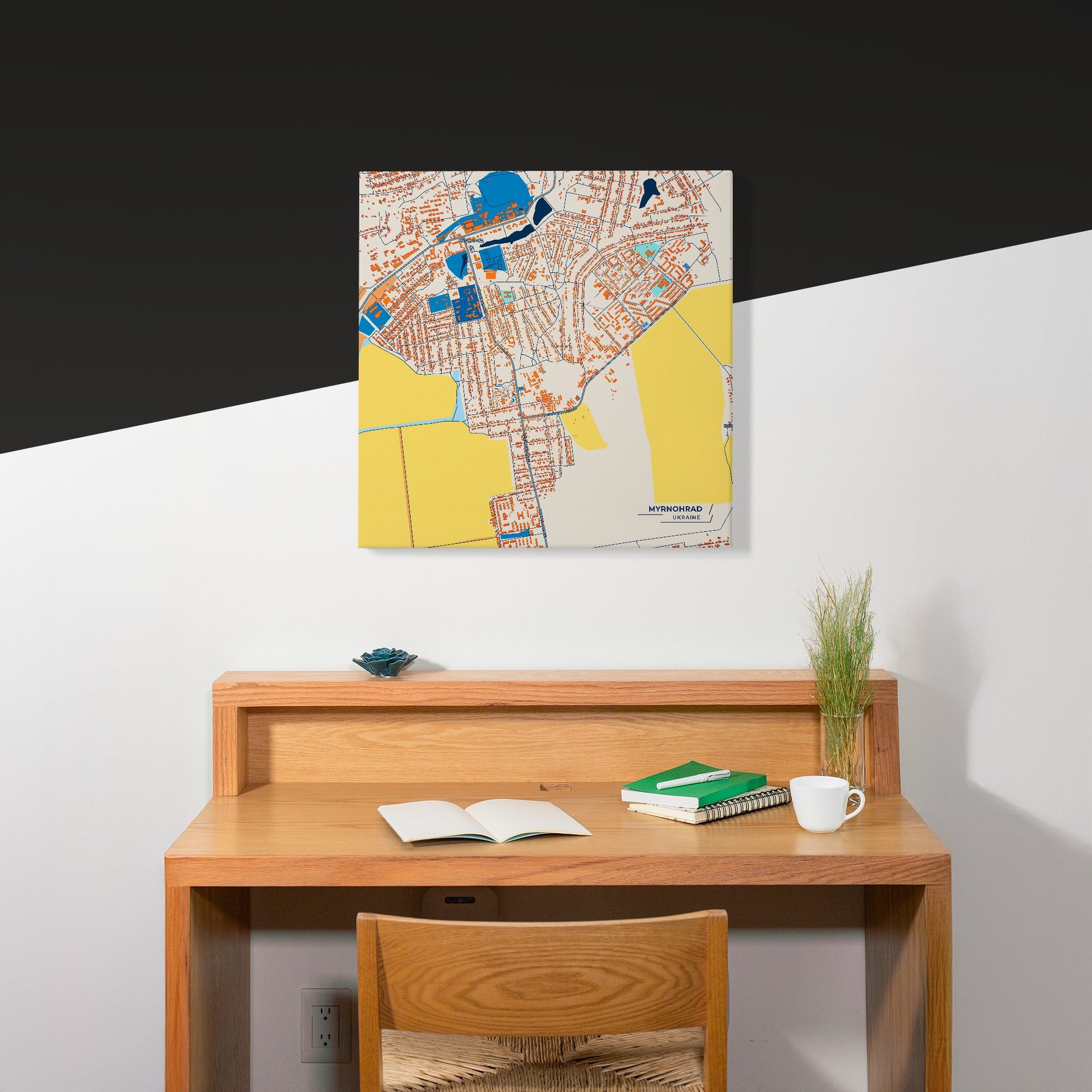 Мирноград Ukraine Colorful City Map Canvas Print Scene