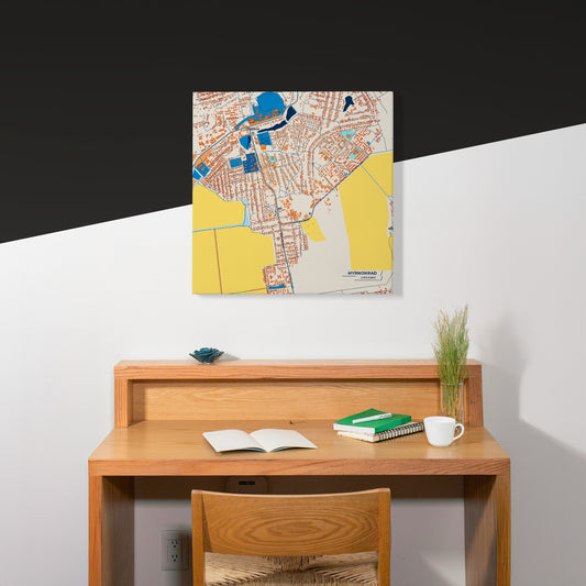 Мирноград Ukraine Colorful City Map Canvas Print Scene