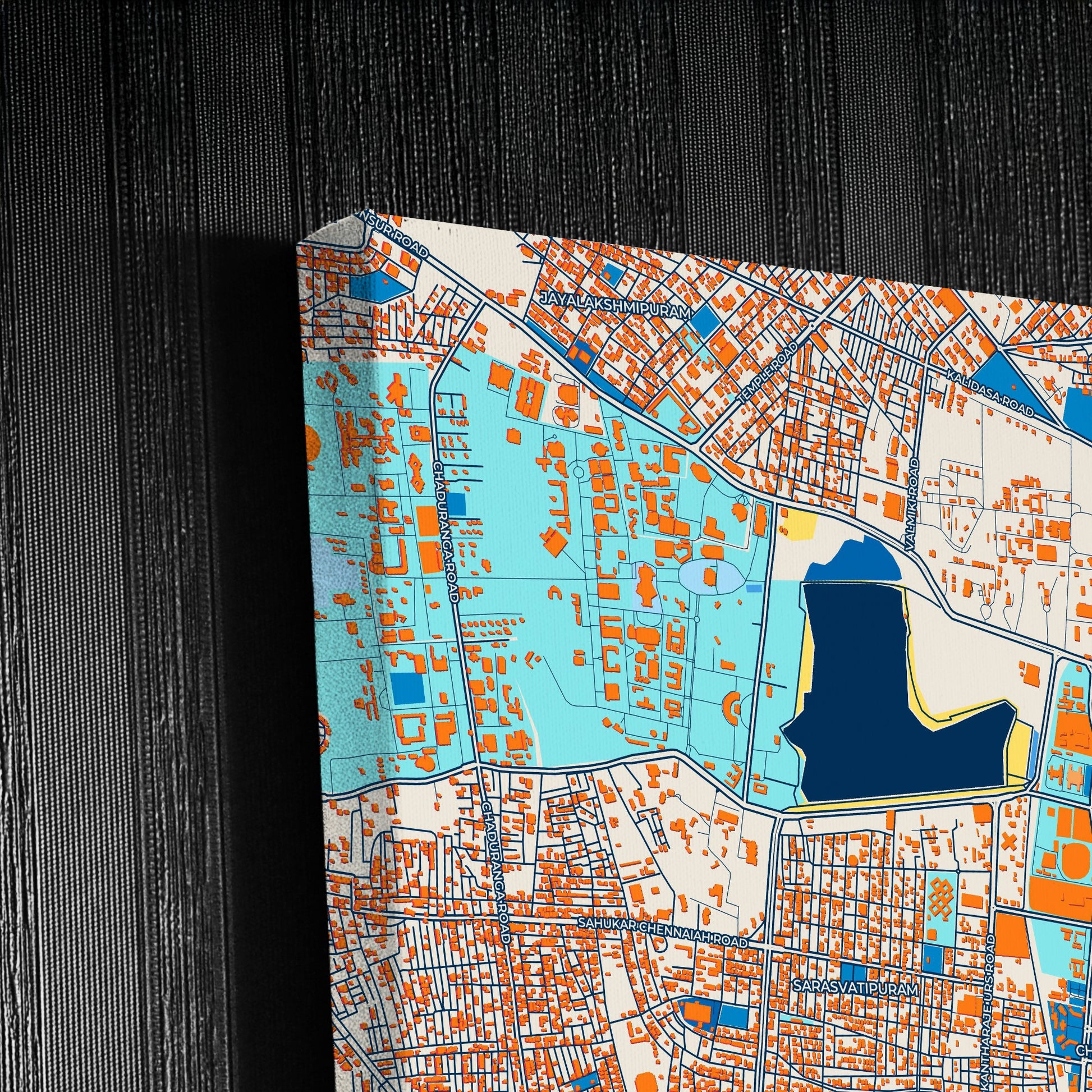 Mysore India Colorful City Map Canvas Print Detail