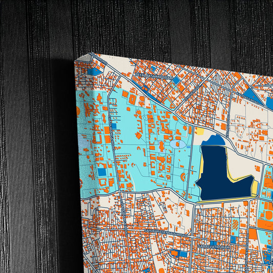Mysore India Colorful City Map Canvas Print Detail