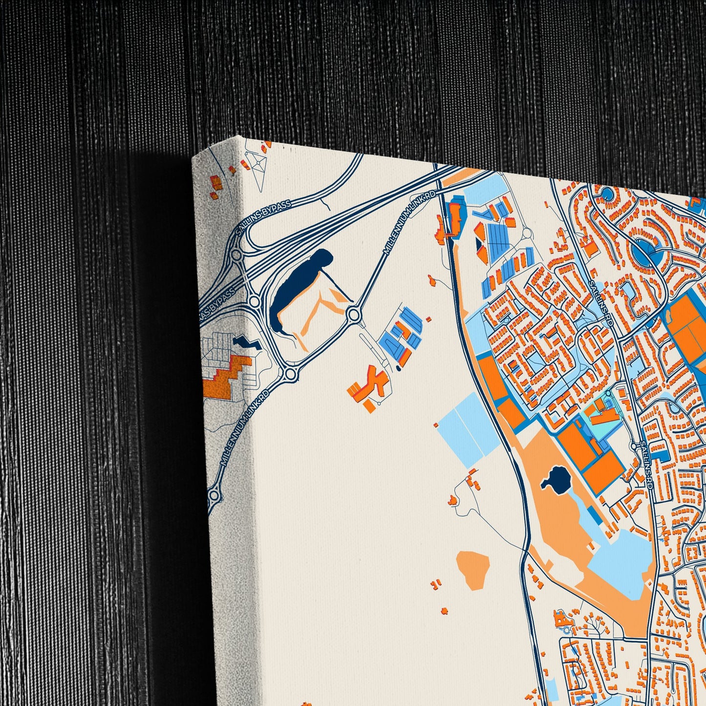 Naas Ireland Colorful City Map Canvas Print Detail