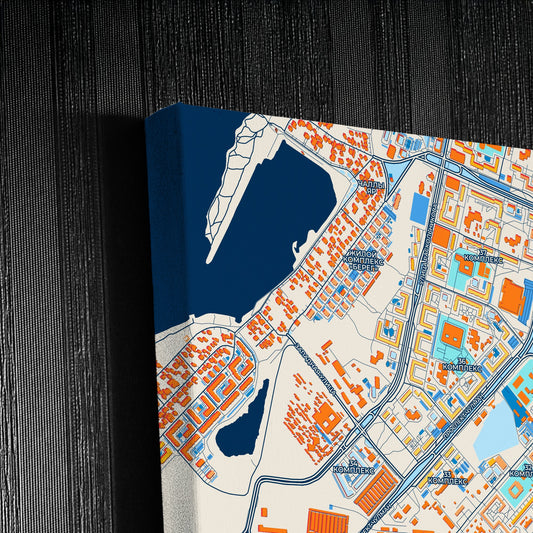 Набережные Челны Russia Colorful City Map Canvas Print Detail