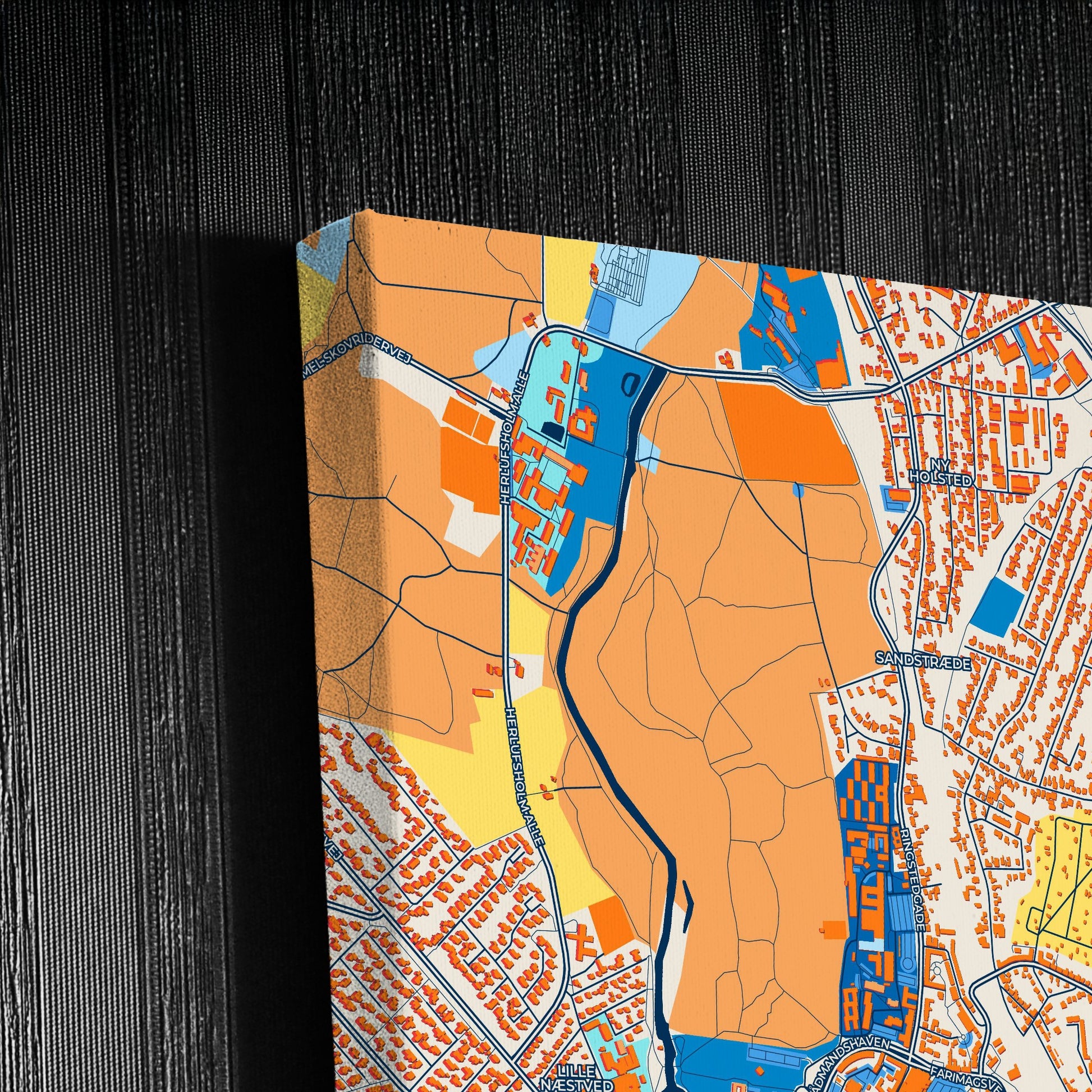 Næstved Denmark Colorful City Map Canvas Print Detail