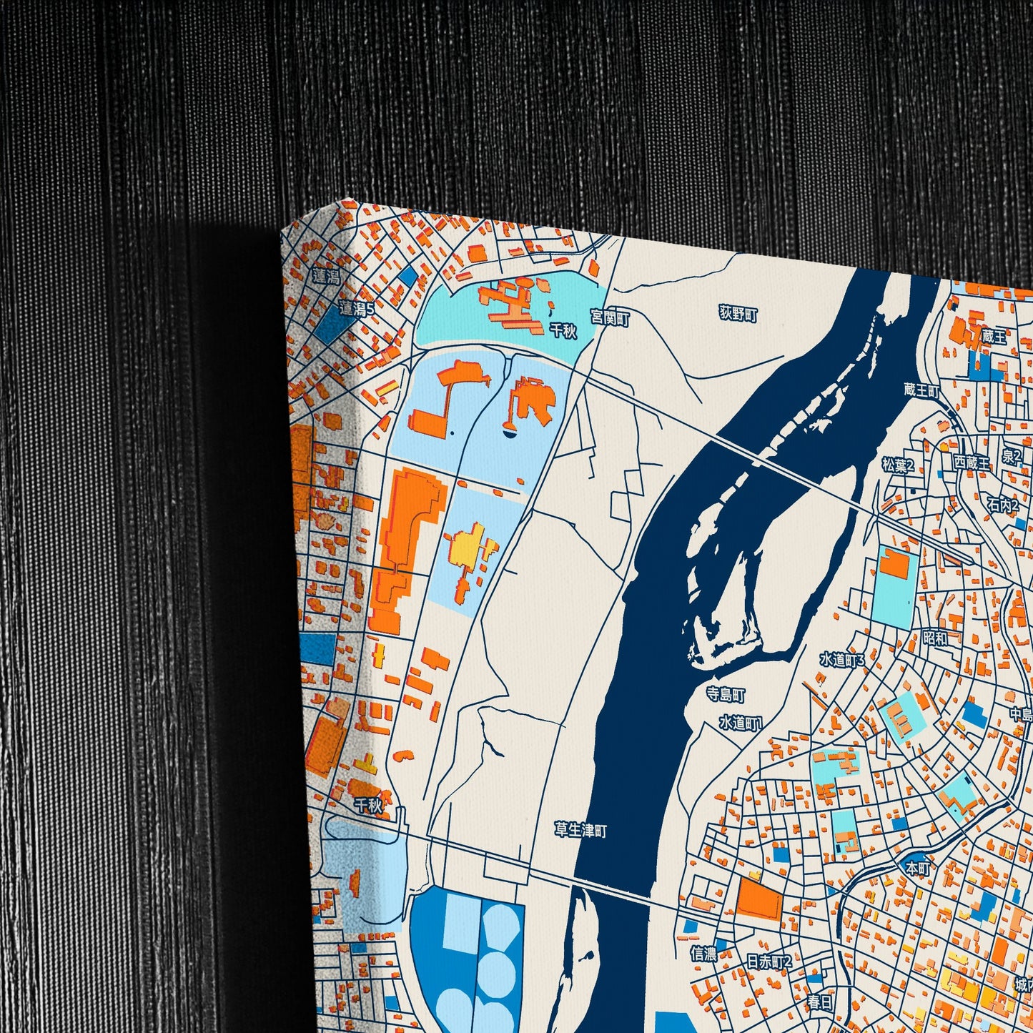 Nagaoka Japan Colorful City Map Canvas Print Detail