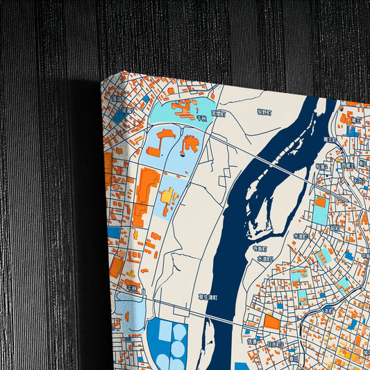 Nagaoka Japan Colorful City Map Canvas Print Detail