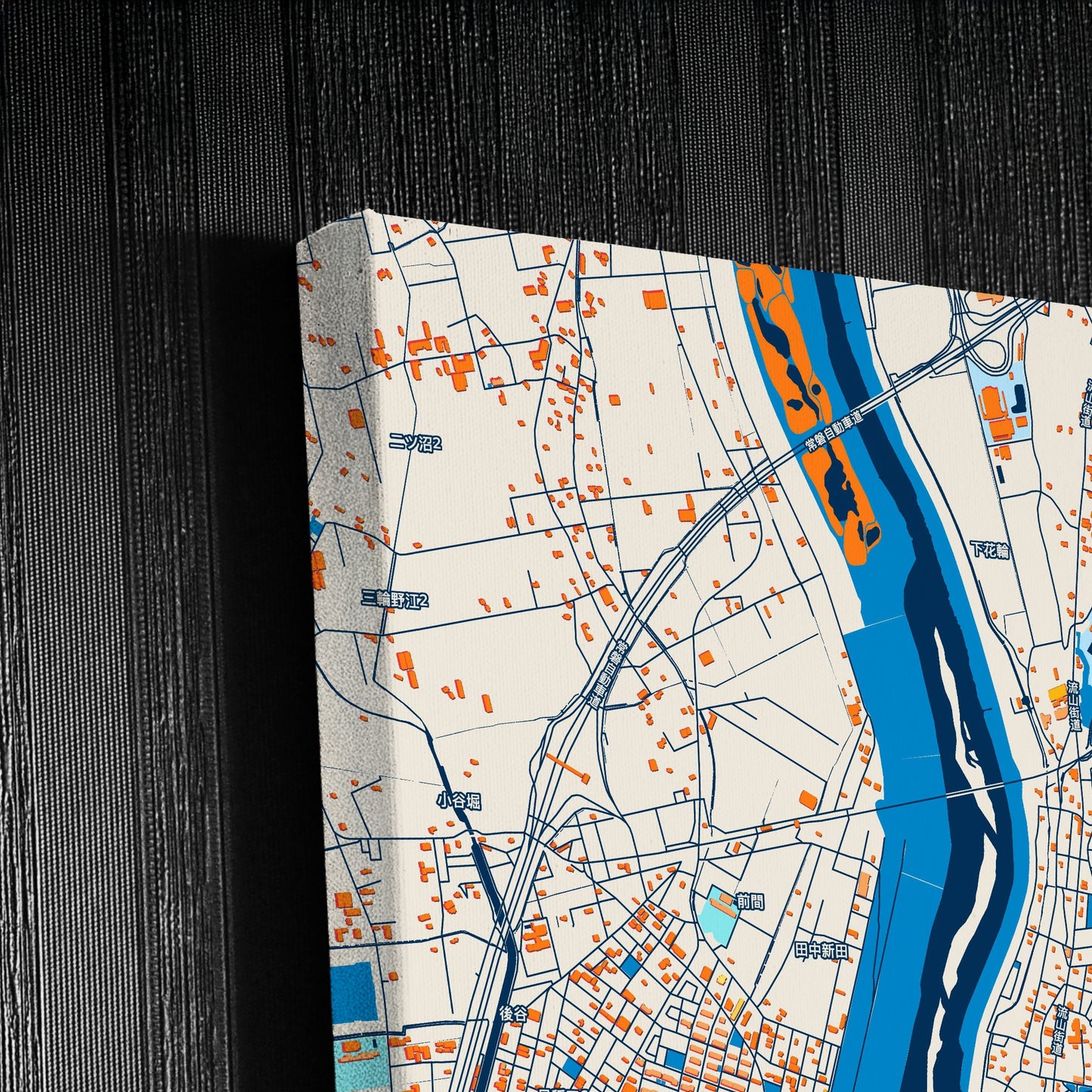 Nagareyama Japan Colorful City Map Canvas Print Detail