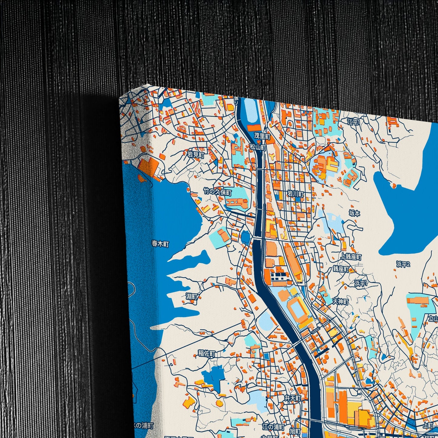 Nagasaki Japan Colorful City Map Canvas Print Detail