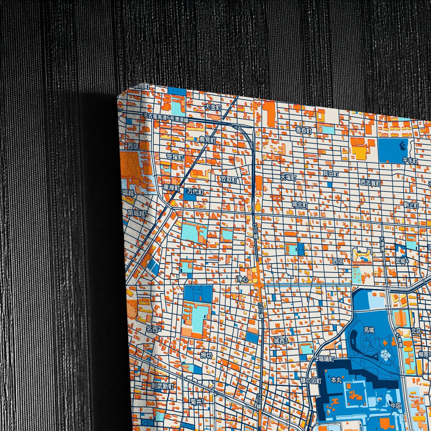 Nagoya Japan Colorful City Map Canvas Print Detail