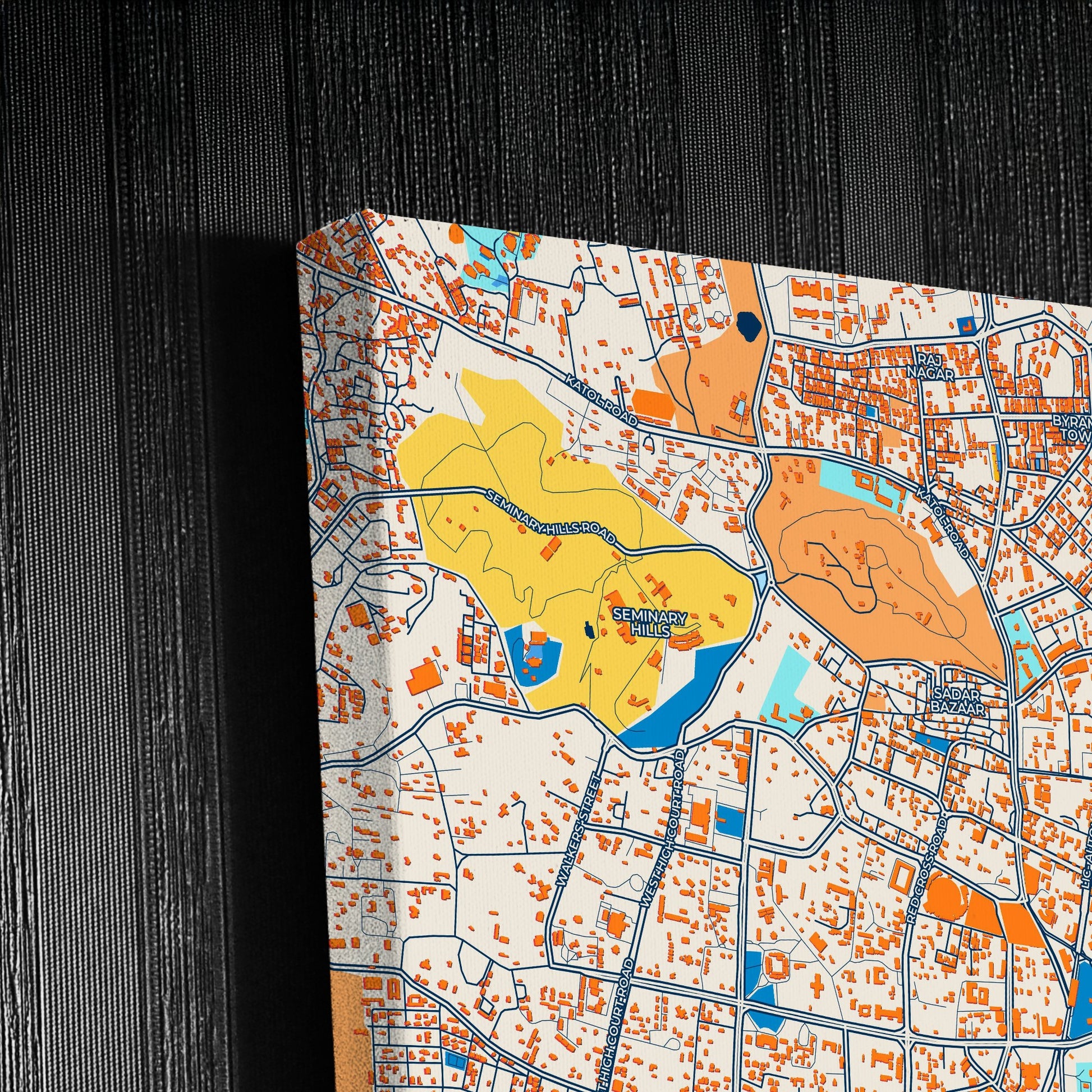 Nagpur India Colorful City Map Canvas Print Detail