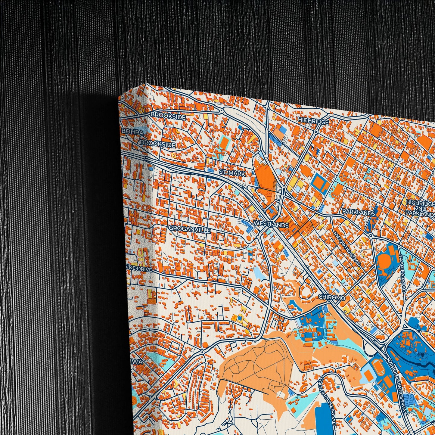 Nairobi Kenya Colorful City Map Canvas Print Detail