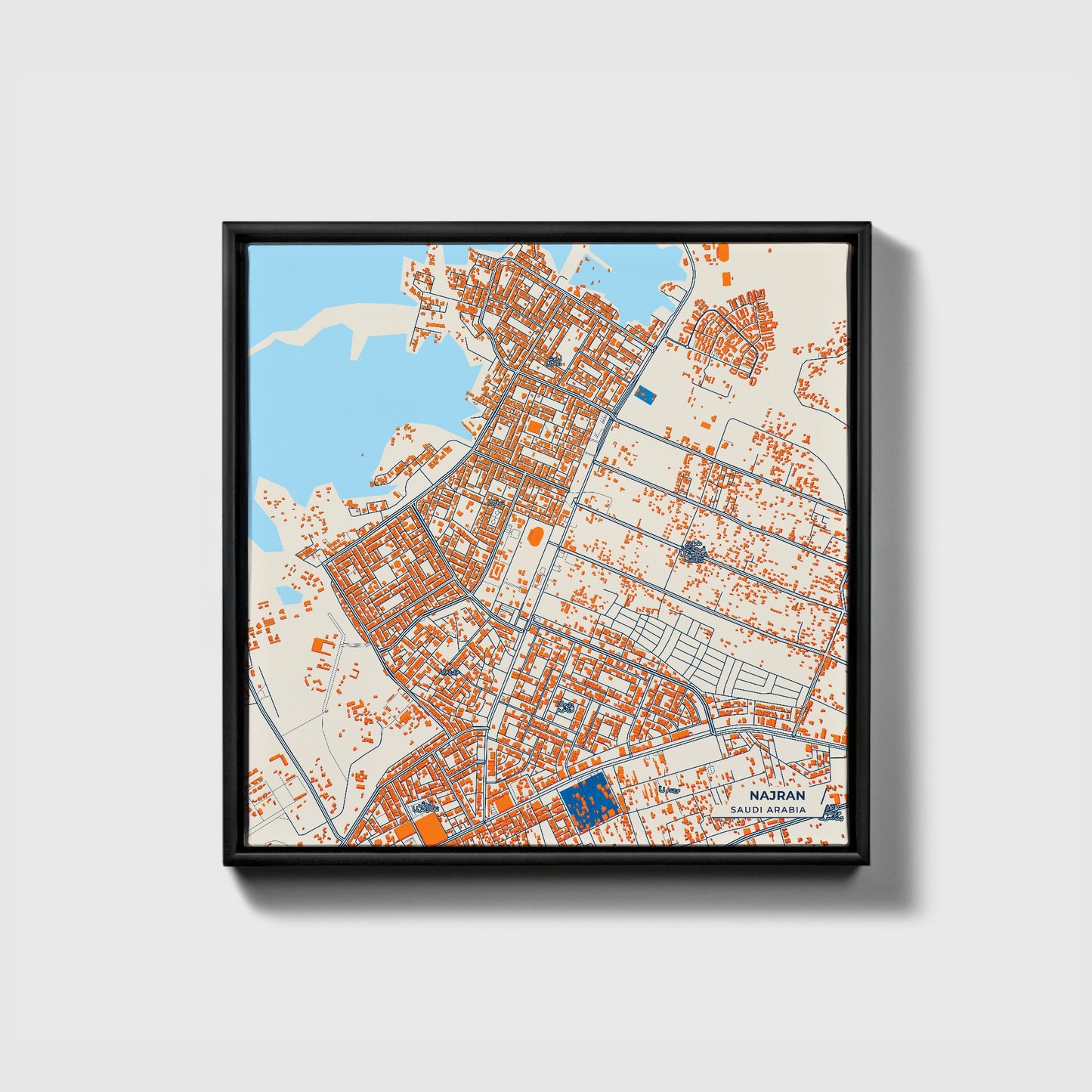 Najran Saudi Arabia Colorful City Map Canvas Print • Black Framed