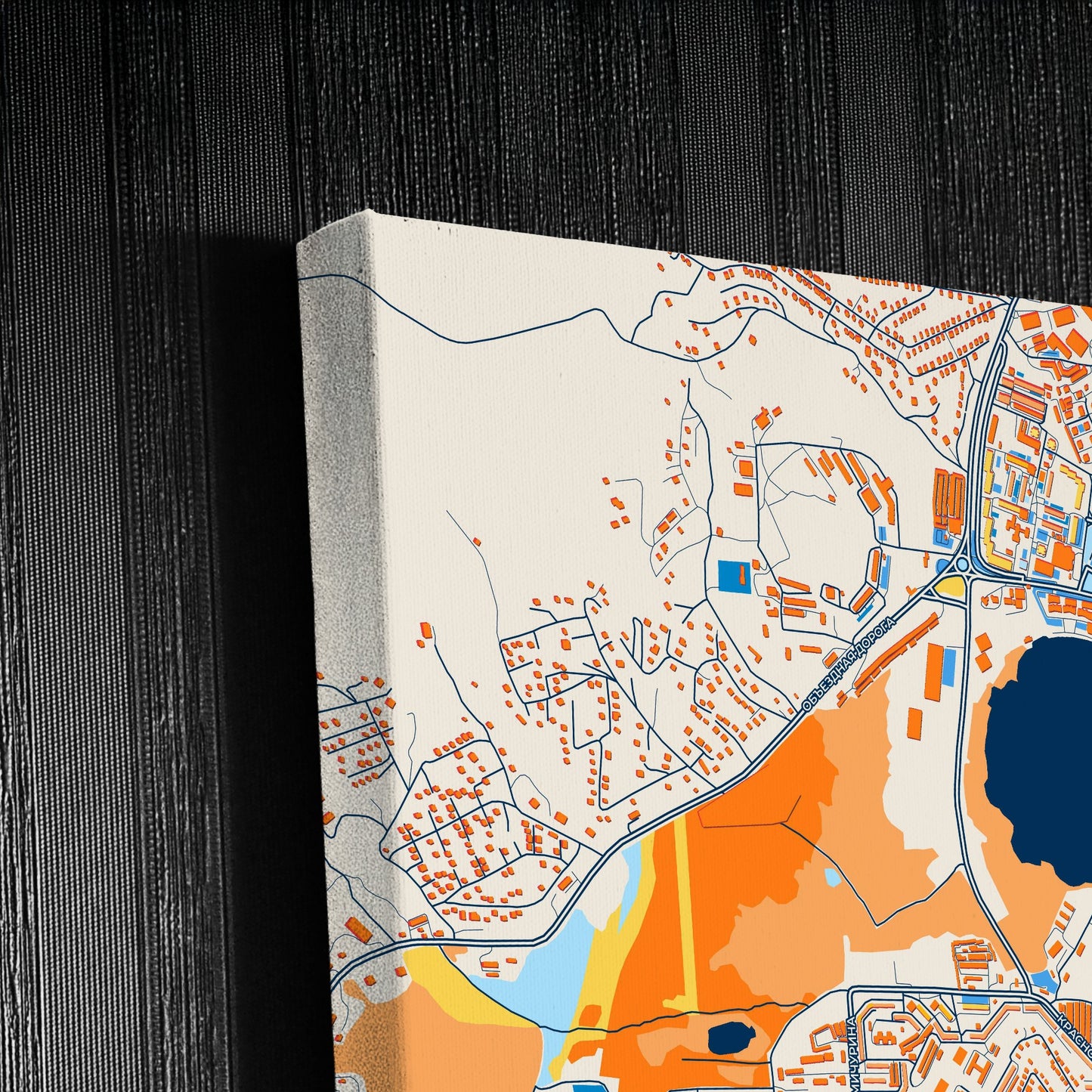 Находка Russia Colorful City Map Canvas Print Detail