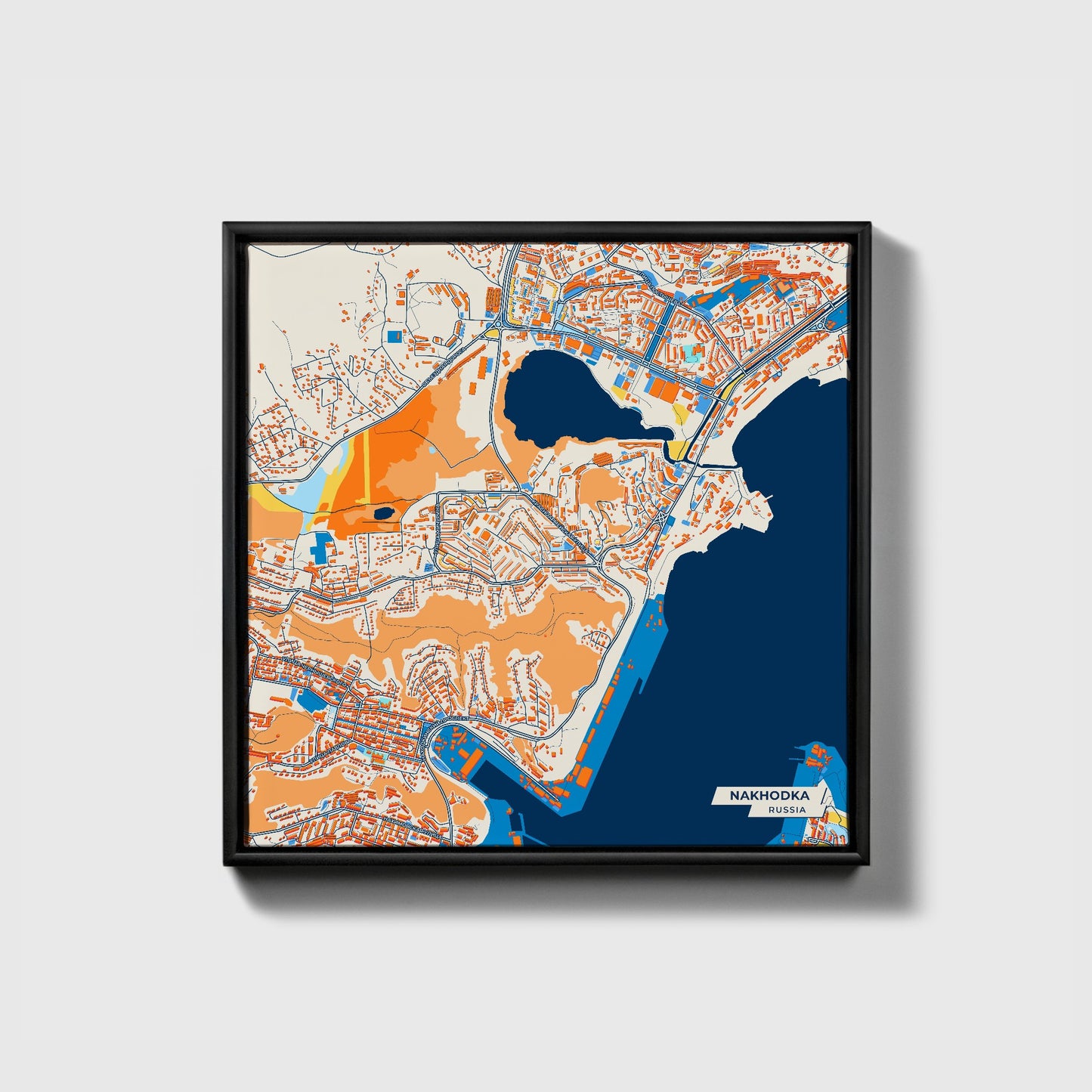 Находка Russia Colorful City Map Canvas Print • Black Framed