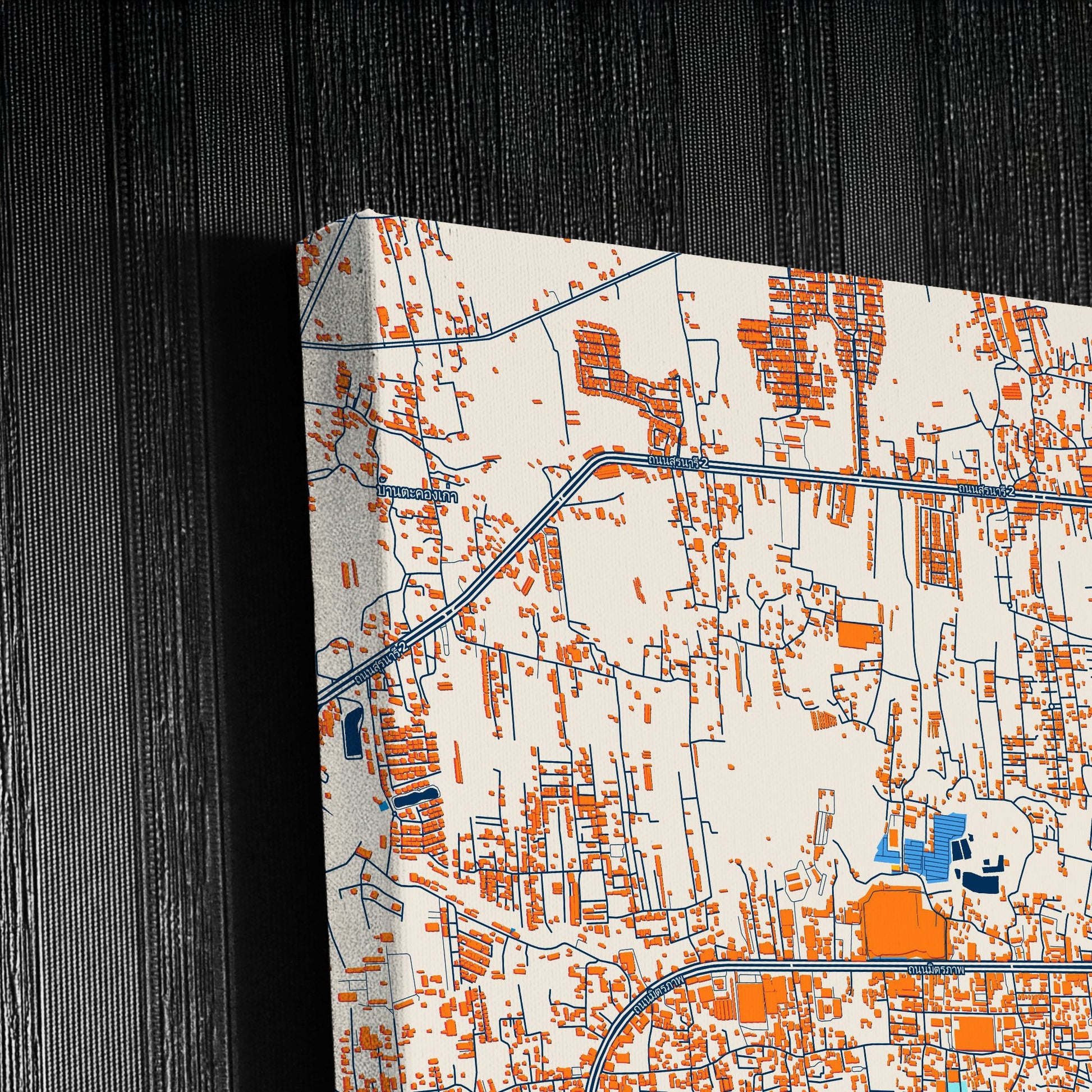 Nakhon Ratchasima Thailand Colorful City Map Canvas Print Detail