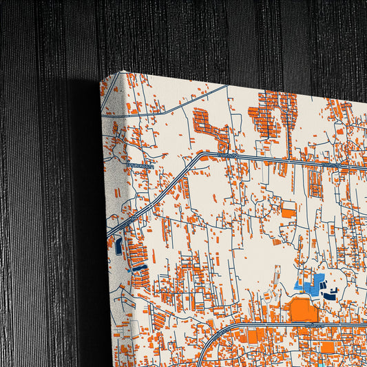 Nakhon Ratchasima Thailand Colorful City Map Canvas Print Detail