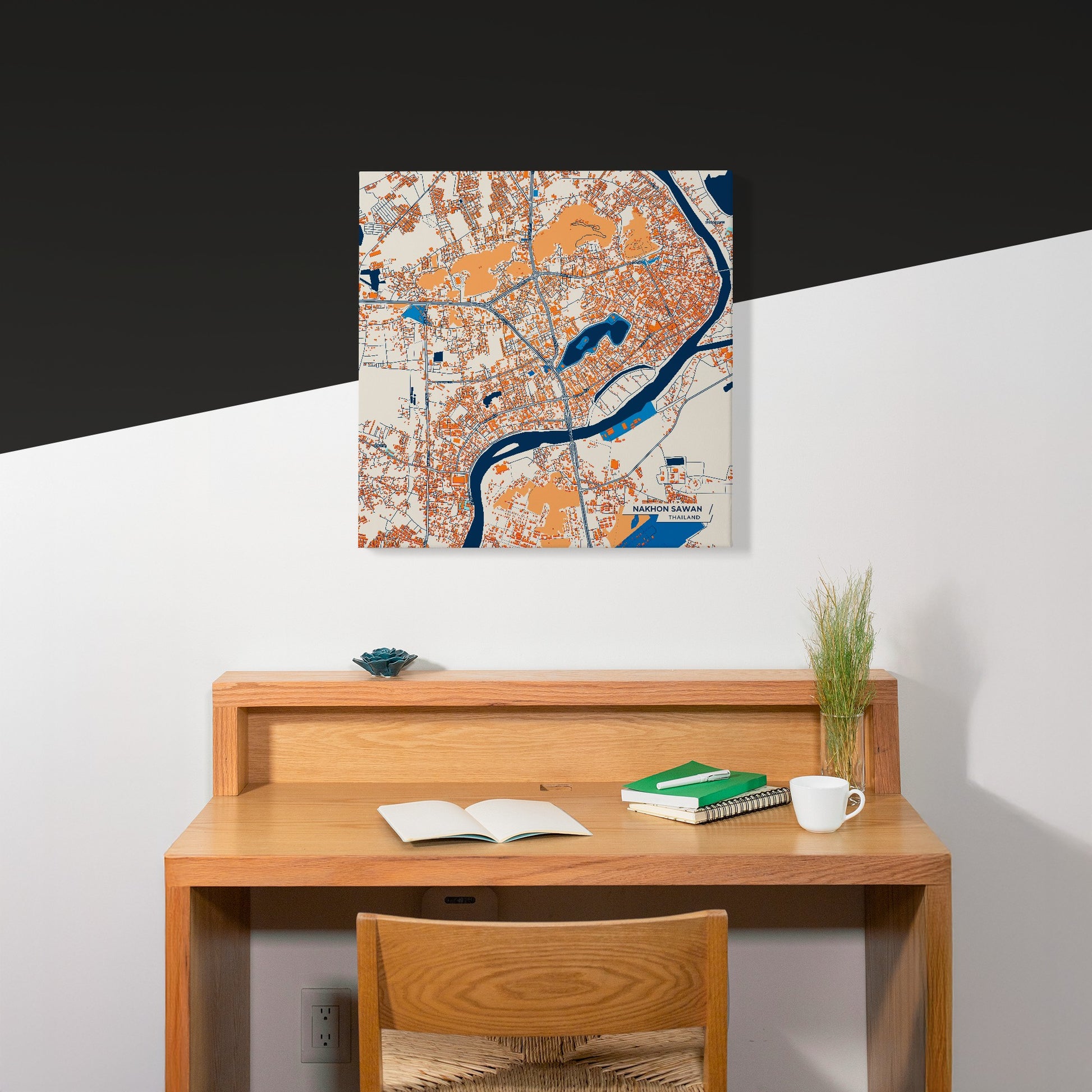 Nakhon Sawan Thailand Colorful City Map Canvas Print Scene