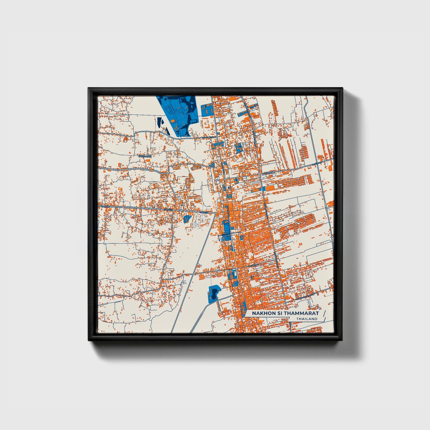 Nakhon Si Thammarat Thailand Colorful City Map Canvas Print • Black Framed