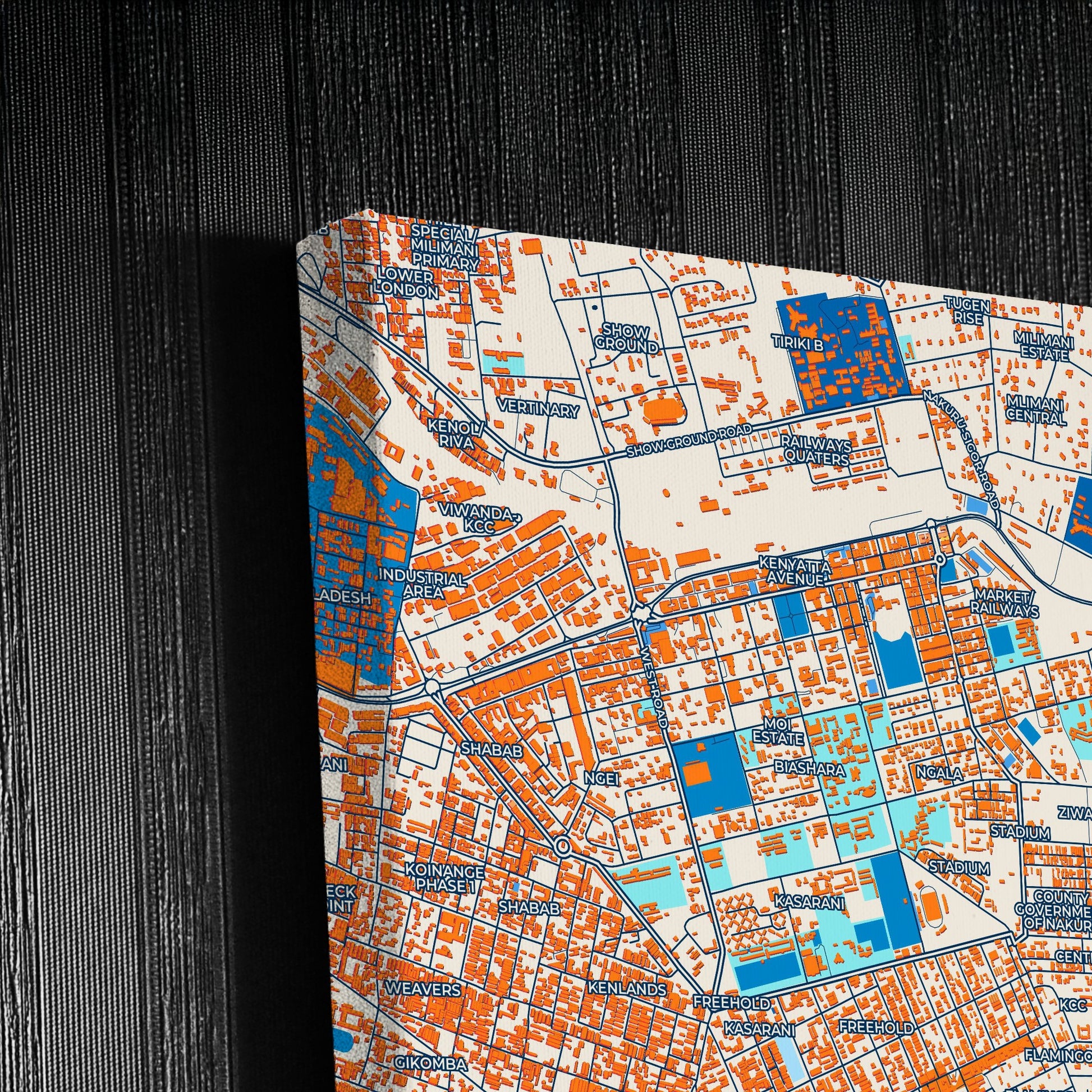 Nakuru Kenya Colorful City Map Canvas Print Detail