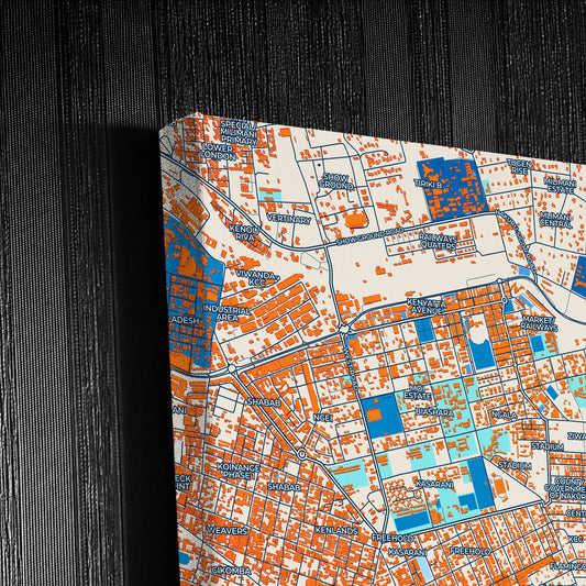 Nakuru Kenya Colorful City Map Canvas Print Detail