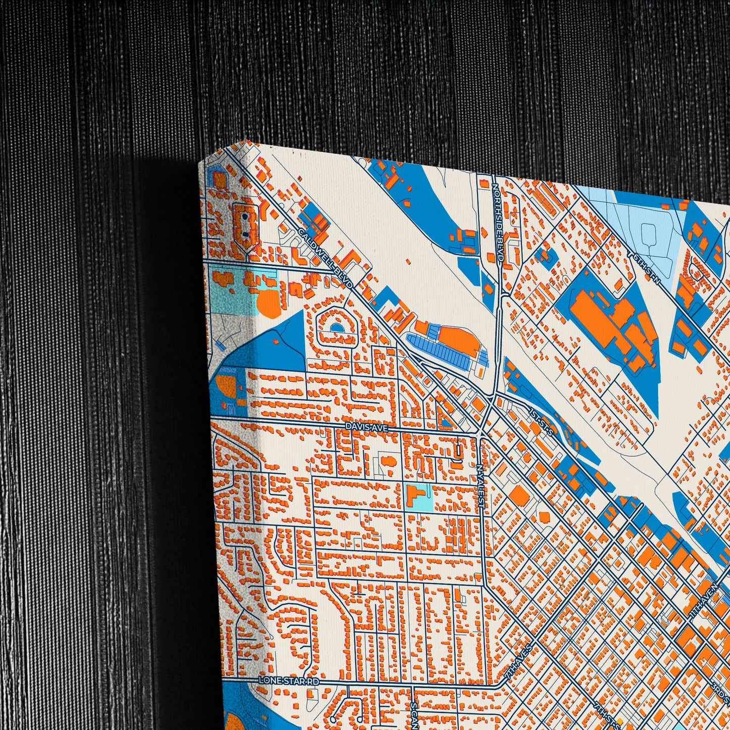 Nampa Idaho Colorful City Map Canvas Print Detail