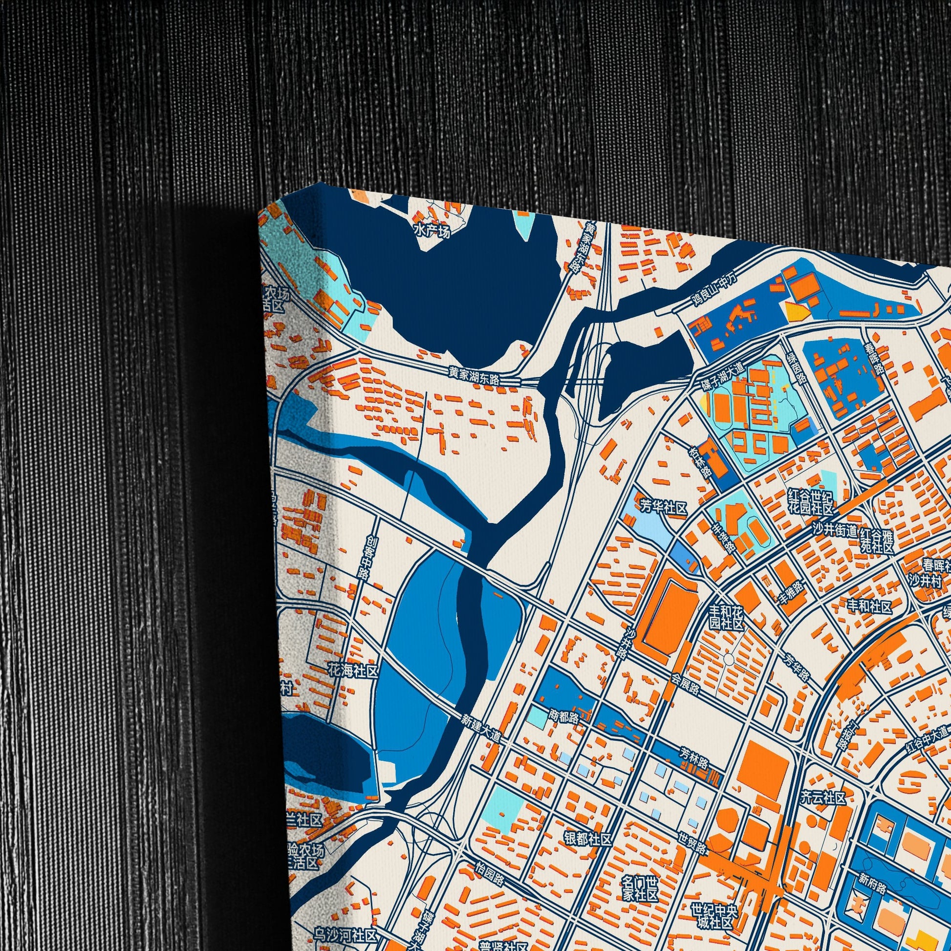 Nanchang China Colorful City Map Canvas Print Detail