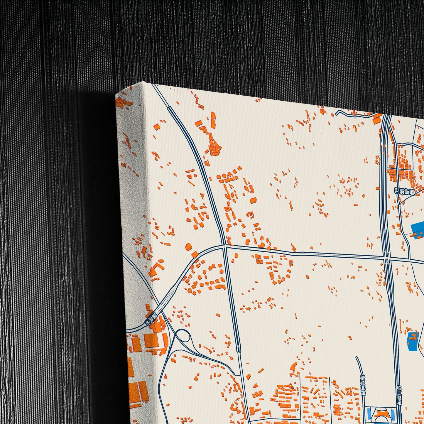 Nanchong China Colorful City Map Canvas Print Detail