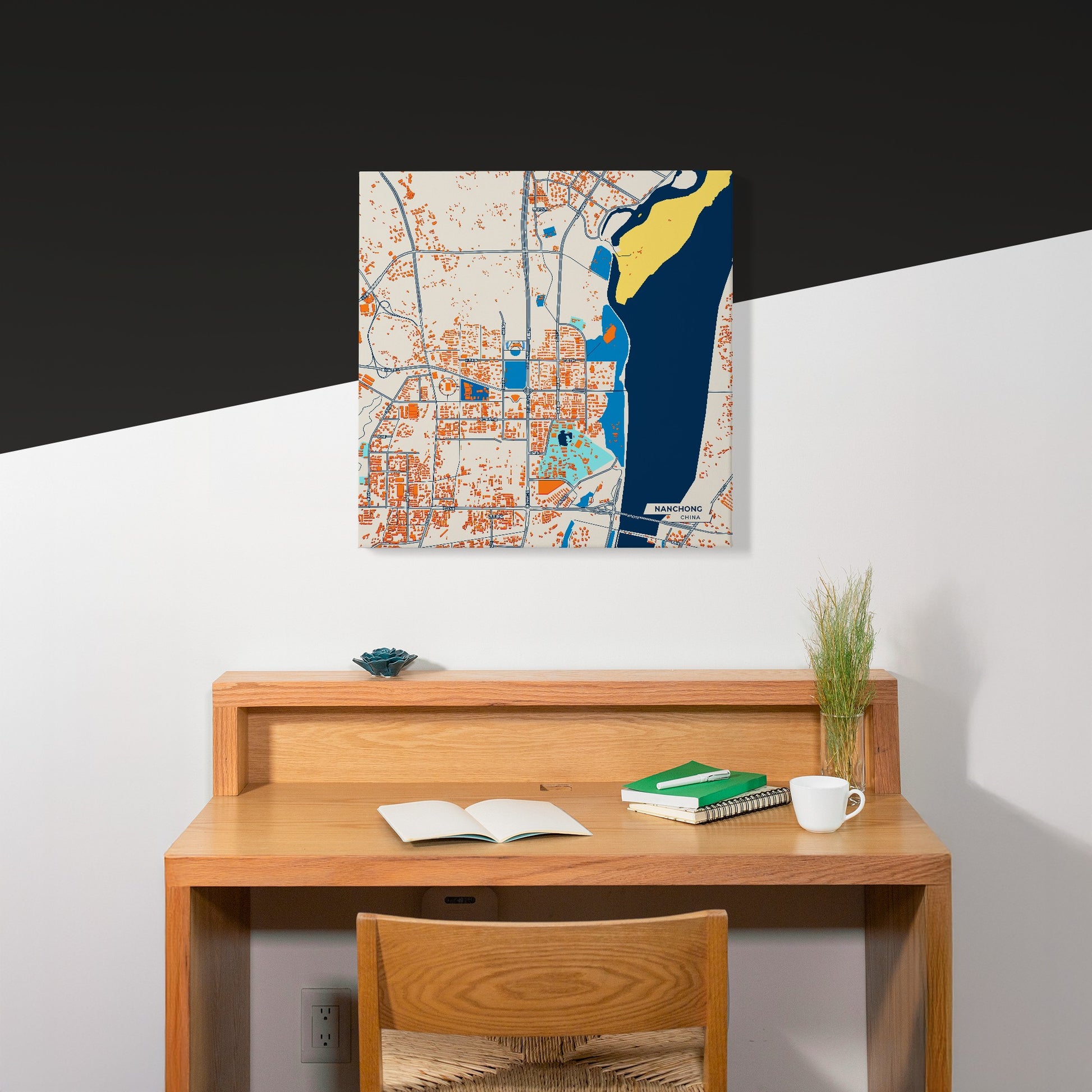 Nanchong China Colorful City Map Canvas Print Scene