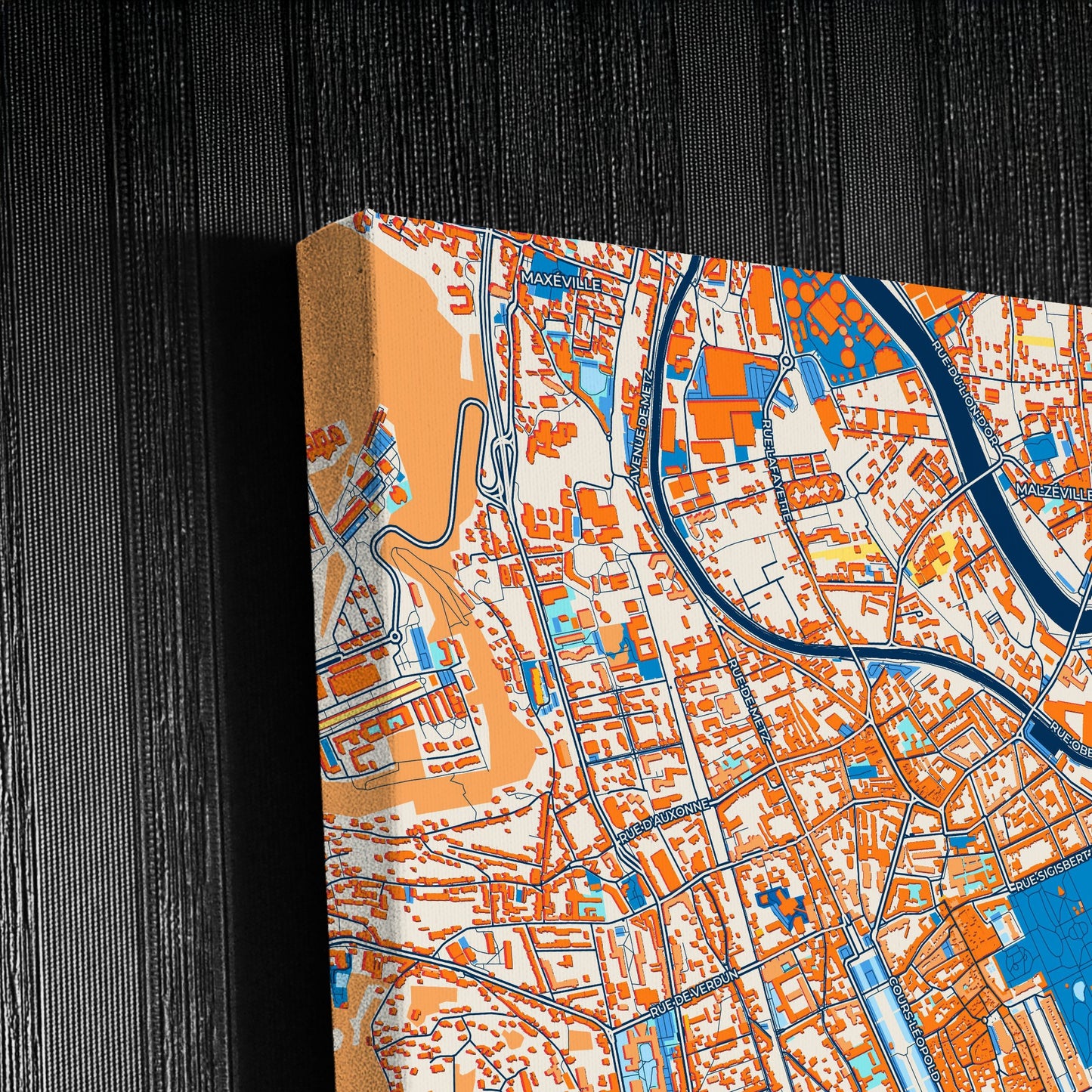 Nancy France Colorful City Map Canvas Print Detail