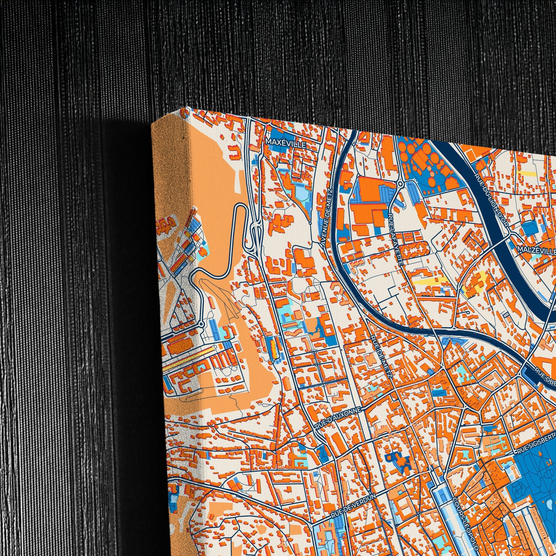 Nancy France Colorful City Map Canvas Print Detail