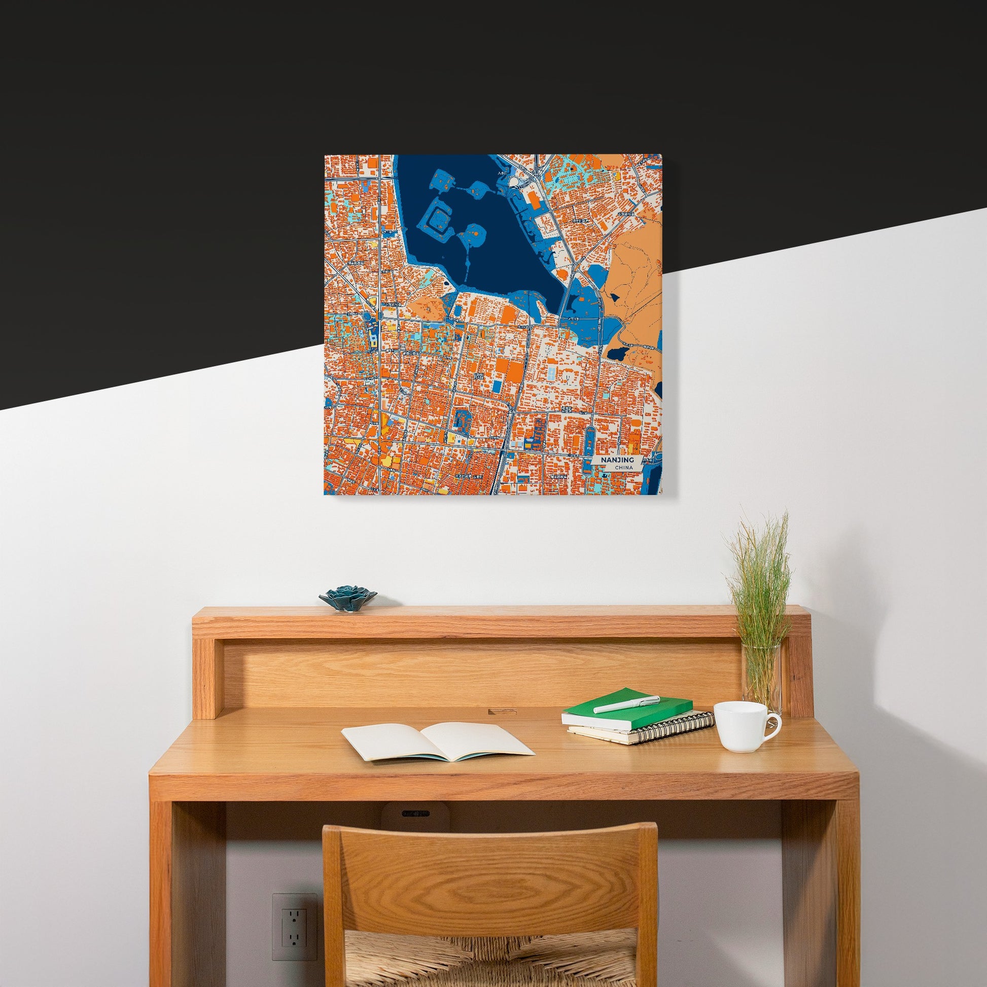 Nanjing China Colorful City Map Canvas Print Scene