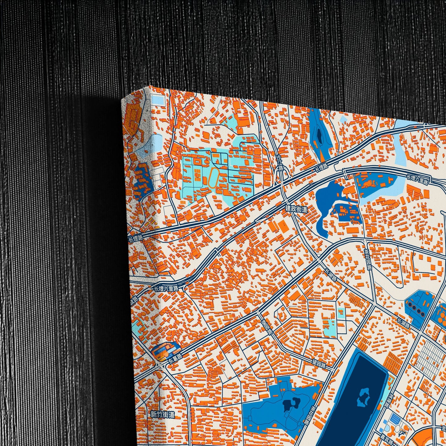 Nanning China Colorful City Map Canvas Print Detail