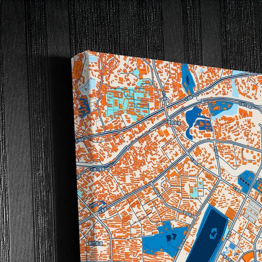 Nanning China Colorful City Map Canvas Print Detail