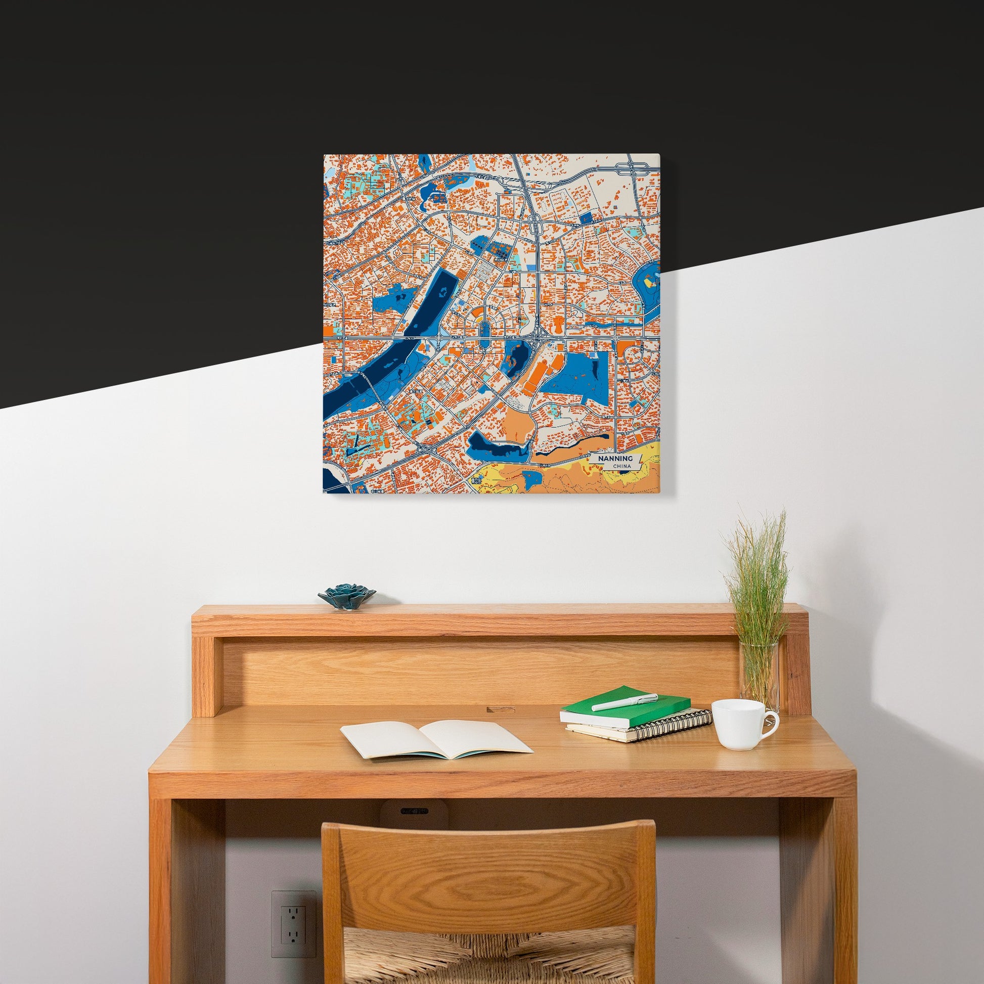 Nanning China Colorful City Map Canvas Print Scene
