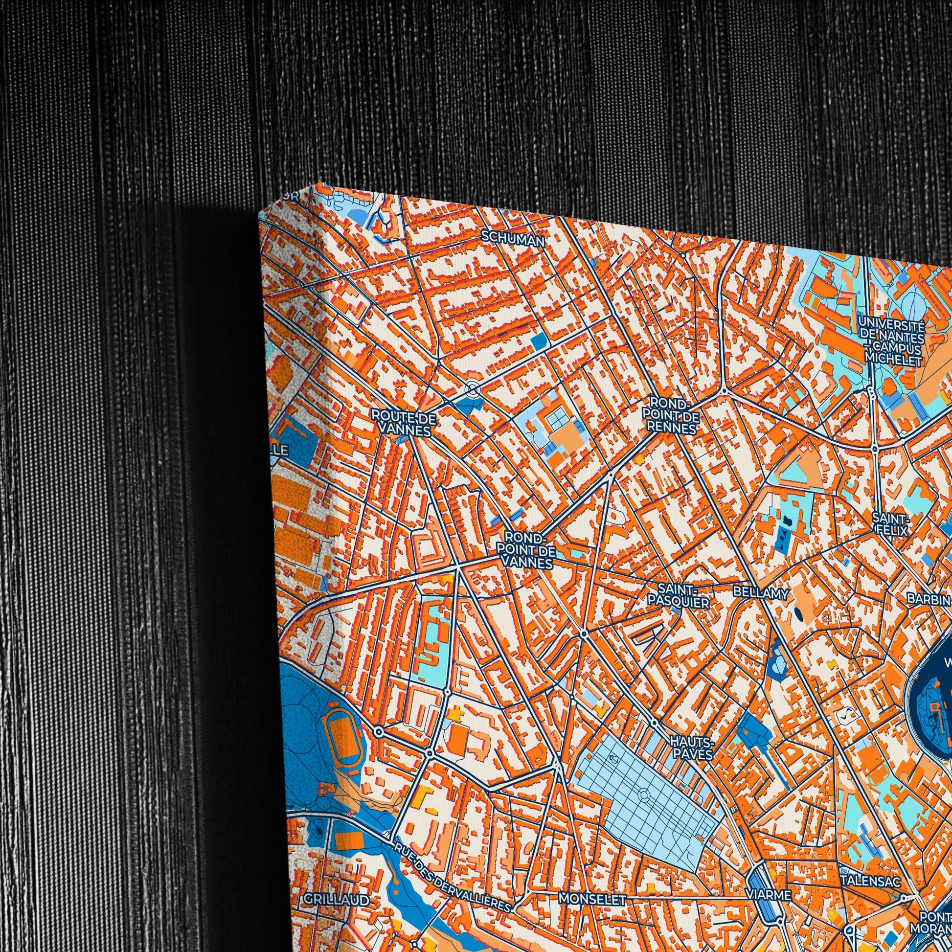 Nantes France Colorful City Map Canvas Print Detail