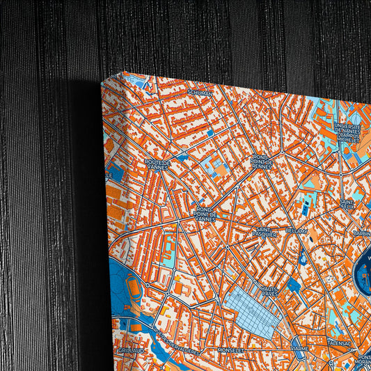 Nantes France Colorful City Map Canvas Print Detail