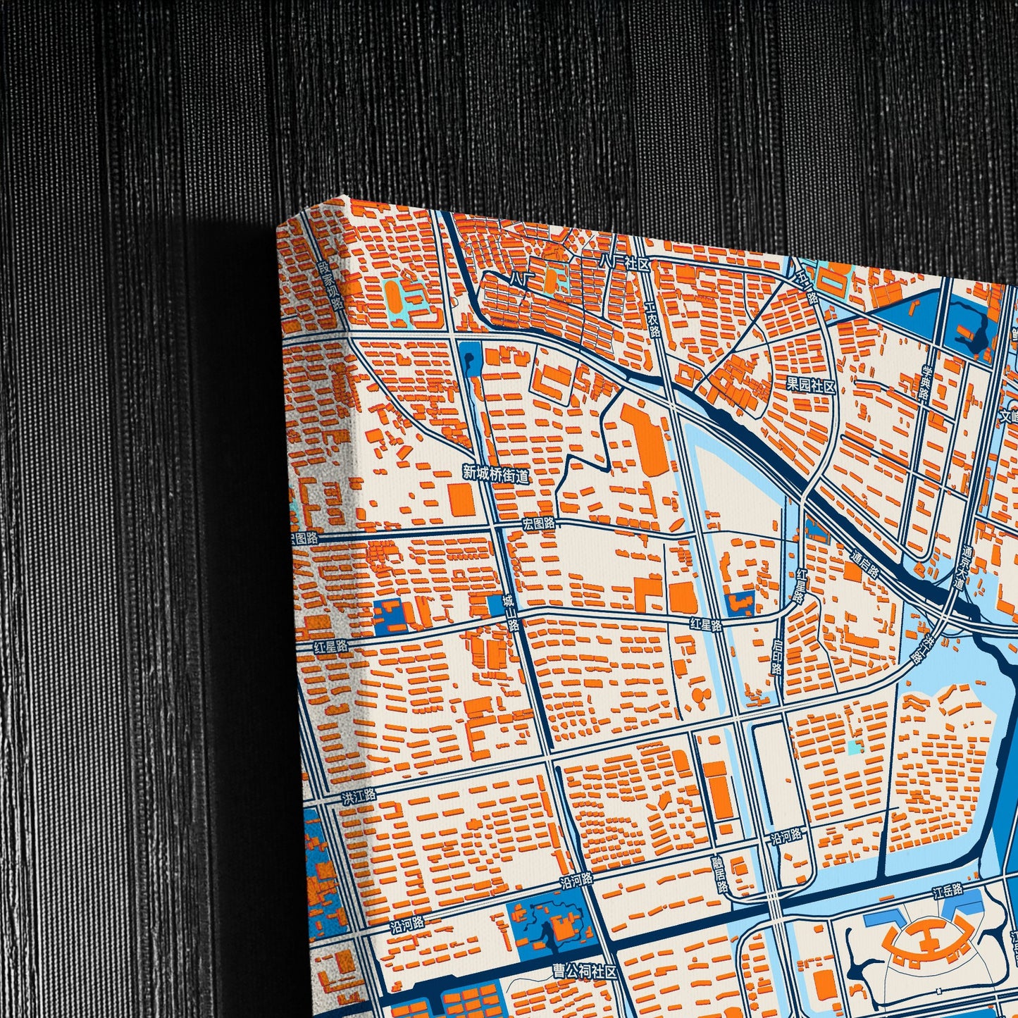 Nantong China Colorful City Map Canvas Print Detail