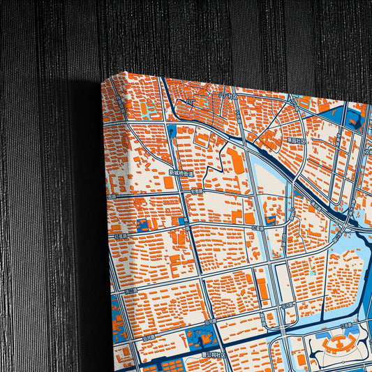 Nantong China Colorful City Map Canvas Print Detail